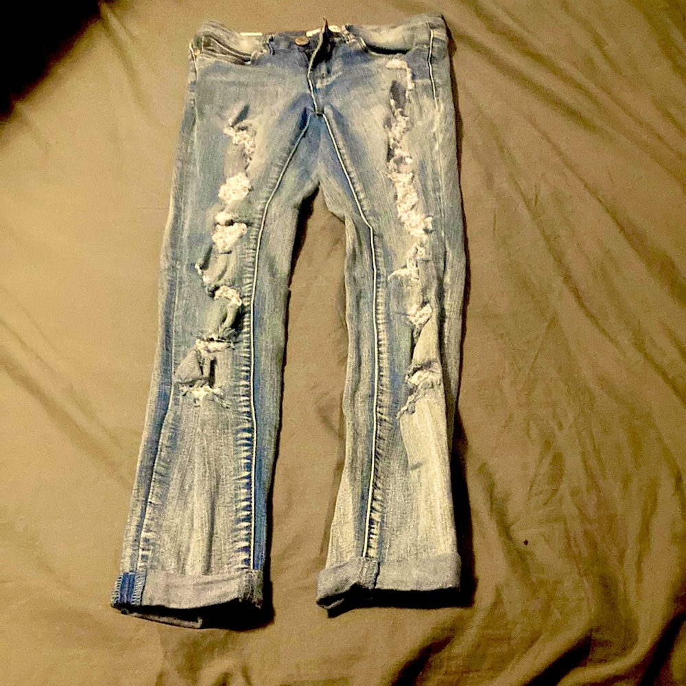 Blue skinny jeans